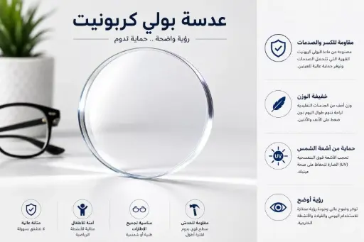 [PR/76607] عدسة بولي كربونيت مقاومة للكسر ومضادة للانعكاس PC HMC