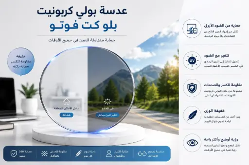 [PR/76609] عدسة بولي كربونيت رمادي بلو كت مقاومة للكسر  PC B CUT PG
